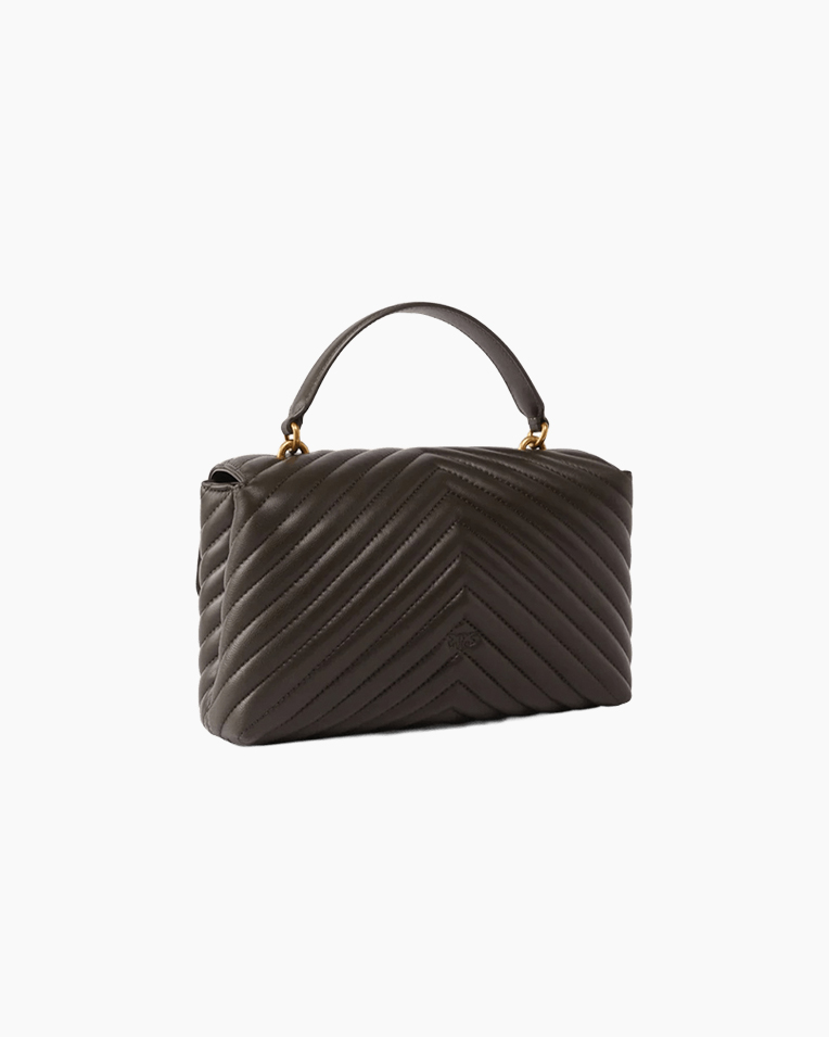 Сумка Pinko Love Lady Puff Classic Cl Sheep Nappa Chevron через плечо с бронзовой фурнитурой в стеганой коже коричневый 17x8х25 см 100043A0GKZK35Q