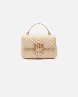 Сумка Pinko Mini Lady Love Bag Puff Chevron через плечо с бронзовой фурнитурой в стеганой коже бежевый 23x15х8 см 100044A0GKC50Q
