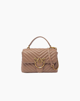 Сумка Pinko Mini Classic Lady Love Bag Puff Chevron через плечо с бронзовой фурнитурой в стеганой коже бежевый 23x15х8 см 100044A0GKD01Q