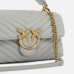 Сумка Pinko Love Lady Міні Cl Sheep Nappa Chevron через плече з бронзовою фурнітурою в стьобаній шкірі сіро блакитний 23х15х8 см 100044A0GKK32Q