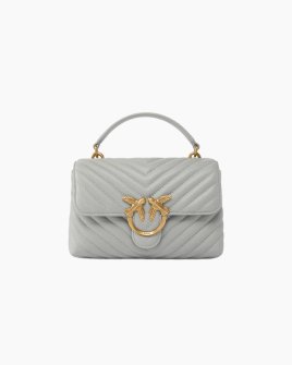 Сумка Pinko Love Lady Puff Mini Cl Sheep Nappa Chevron через плечо с бронзовой фурнитурой в стеганой коже серо голубой 23х15х8 см 100044A0GKK32Q