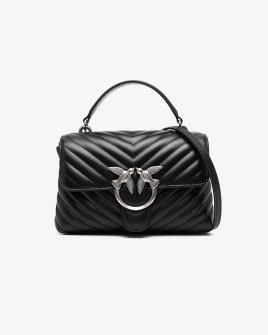 Сумка Pinko Love Lady Puff Mini в стеганной коже с серебристой фурнитурой черная 24x7х15 см 100044A0GKZ99O