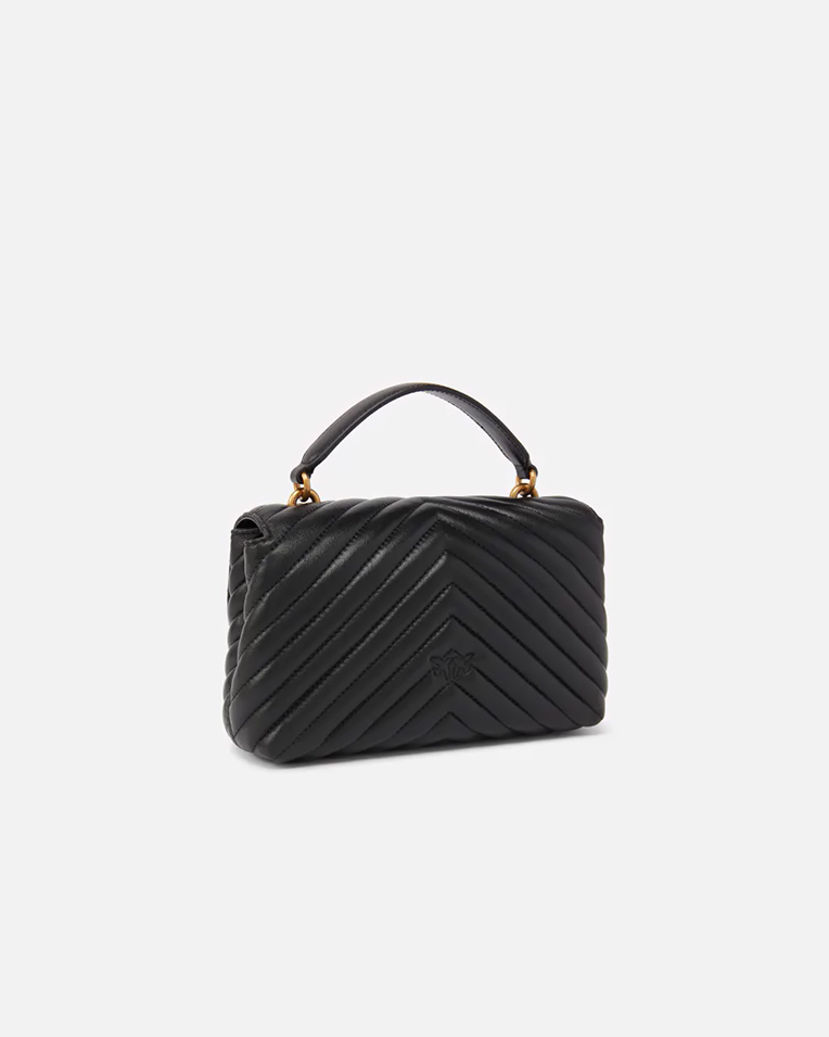 Сумка Pinko Mini Lady Love Bag Puff Chevron через плечо с бронзовой фурнитурой в стеганой коже черная 23х15х8 см 100044A0GKZ99Q