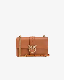 Сумка Pinko Love Bag One Classic через плече із бронзовою фурнітурою в гладкій шкірі бежевий 27x7х17 см 100053A0F1L48Q