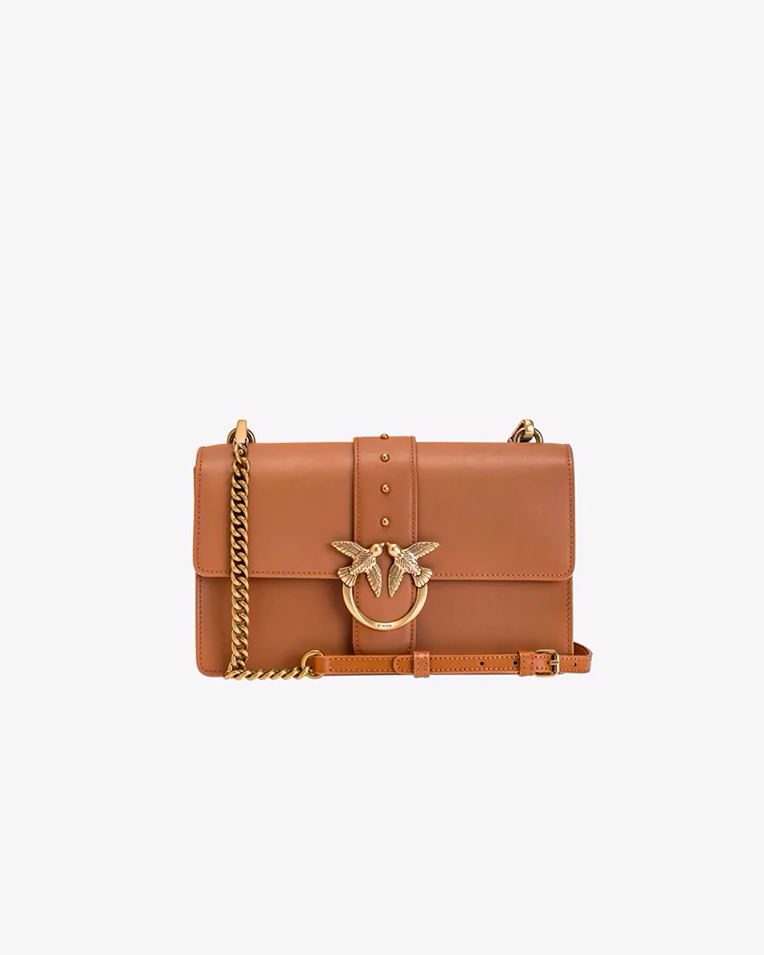Сумка Pinko Love Bag One Classic через плечо с бронзовой фурнитурой в гладкой коже бежевый 27x7х17 см 100053A0F1L48Q