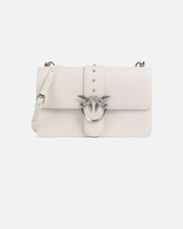 Сумка Pinko Classic Love Bag One Simply через плече із срібною фурнітурою у гладкій шкірі білий 17x7x27 см 100053A0F1Z14O