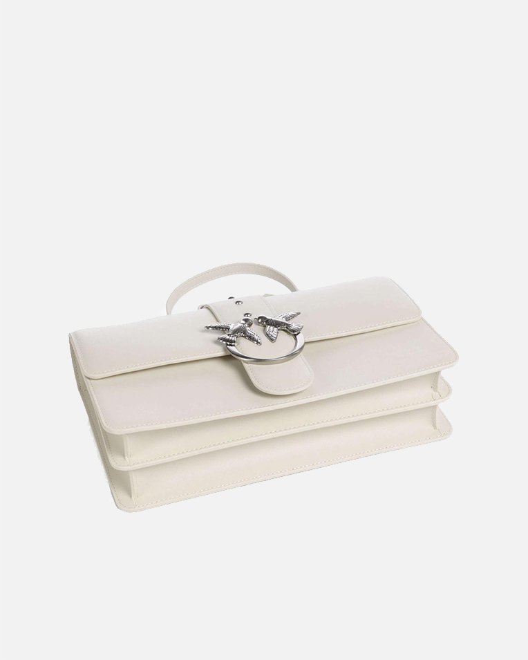 Сумка Pinko Classic Love Bag One Simply через плече із срібною фурнітурою у гладкій шкірі білий 17x7x27 см 100053A0F1Z14O