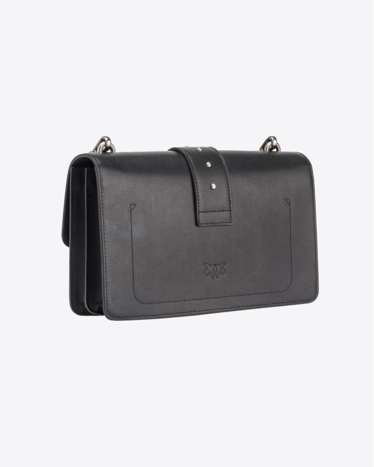 Сумка Pinko Classic Love Bag One Simply через плечо с серебряной фурнитурой в гладкой коже черная 17x7х27 см 100053A0F1Z99O