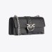 Сумка Pinko Classic Love Bag One Simply через плече зі срібною фурнітурою у гладкій шкірі чорна 17x7х27 см 100053A0F1Z99O