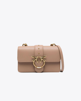 Сумка Pinko Mini Love Bag One Simply через плече з бронзовою фурнітурою в гладкій шкірі бежевий 21x14х6 см 100059A0F1D01Q