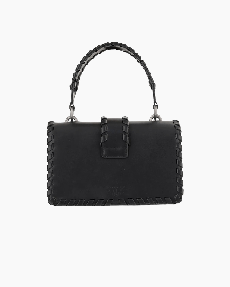 Сумка Pinko Classic Love Bag One Mini Infilature через плечо с серебряной фурнитурой в гладкой коже черный 13x7х21 см 100059A2ORZ99E