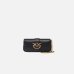 Сумка Pinko Pocket Love Bag Simply через плече з бронзовою фурнітурою в гладкій шкірі чорна 12x3х20 см 100061A0F1Z99Q