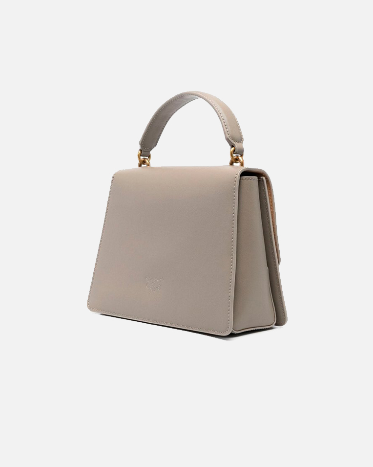 Сумка Pinko Classic Love Bag One Top Handle через плечо с бронзовой фурнитурой в гладкой коже серая 25x8х18 см 100066A0F1I68Q