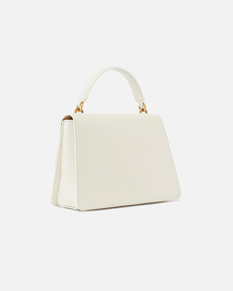Сумка Pinko Classic Love Bag One Top Handle через плечо с бронзовой фурнитурой в гладкой коже белая 25x8х18 см 100066A0F1Z14Q