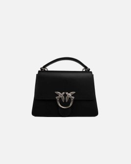 Сумка Pinko Classic Love Bag One Top Handle через плече із срібною фурнітурою у гладкій шкірі чорна 17x9х25 см 100066A0F1Z99O