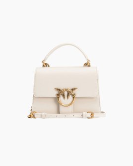 Сумка Pinko Mini Love Bag One Top Handle Light Simply через плечо с бронзовой фурнитурой в гладкой коже белый 15x7х21 см 100071A0F1Z14Q