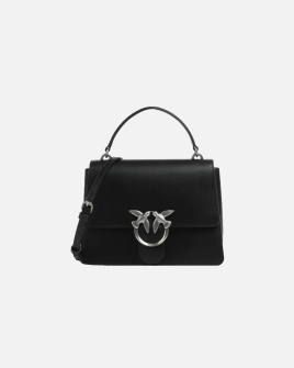 Сумка Pinko Mini Love Bag One Top Handle через плече зі срібною фурнітурою у гладкій шкірі чорна 15x9х20 см 100071A0F1Z99O