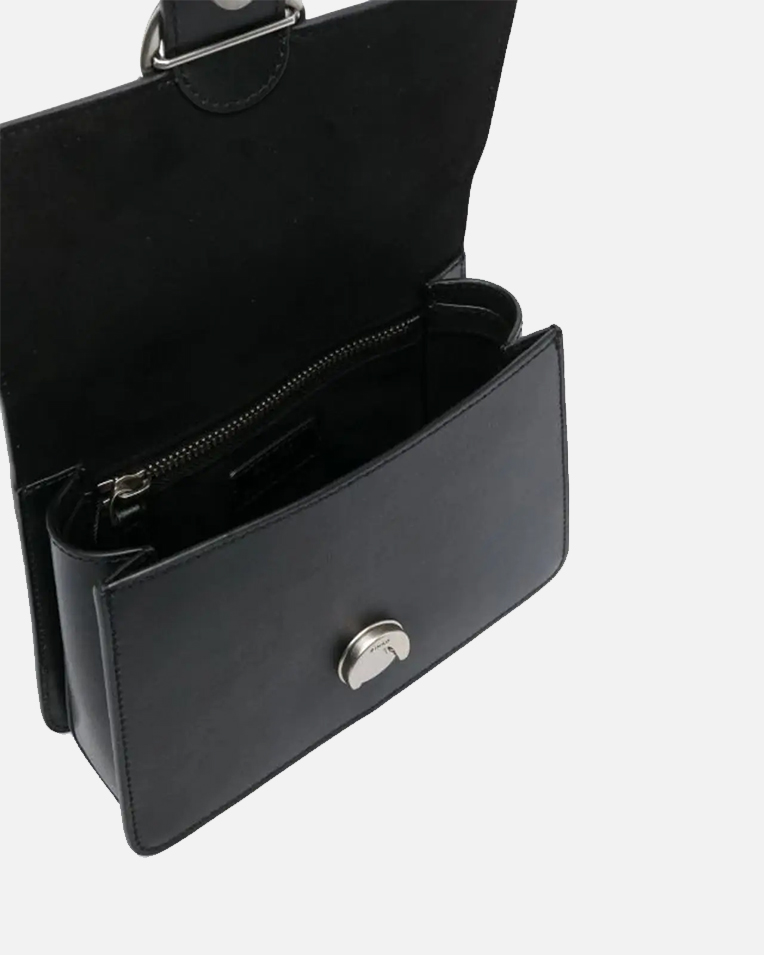 Сумка Pinko Mini Love Bag One Top Handle через плечо с серебряной фурнитурой в гладкой коже черная 15x9х20 см 100071A0F1Z99O