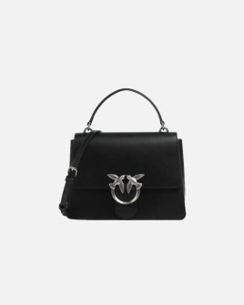 Сумка Pinko Mini Love Bag One Top Handle через плече зі срібною фурнітурою у гладкій шкірі чорна 15x9х20 см 100071A0F1Z99O