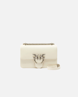 Сумка Pinko Mini Love Bag One Simply через плече зі срібною фурнітурою в гладкій шкірі білий 21x14х6 см 100074A0F1Z14O