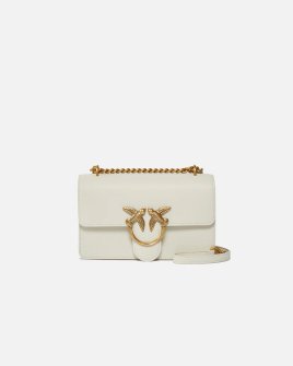 Сумка Pinko Mini Love Bag One Simply через плечо с бронзовой фурнитурой в гладкой коже белый 21x14х6 см 100074A0F1Z14Q