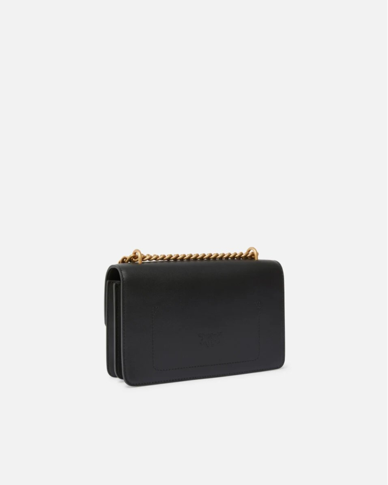 Сумка Pinko Mini Love Bag One Simply через плече з бронзовою фурнітурою у гладкій шкірі чорна 13x6х21 см 100074A0F1Z99Q