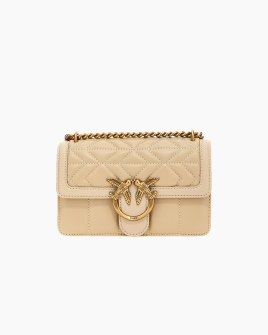 Cумка Pinko Tracolla Love Bag One Mini через плечо с бронзовой фурнитурой в стеганой коже бежевый 21.5x6х12.5 см 100074A1XHC50Q