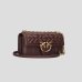 Cумка Pinko Tracolla Love One Mini через плечо с бронзовой фурнитурой комбинированная коже шоколад 21x7х13 см 100074A1XHL86Q