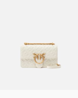 Сумка Pinko Love bag mini crossbody через плече з бронзовою фурнітурою шкіра білий 12x6х21 см 100074A1YBZ14Q