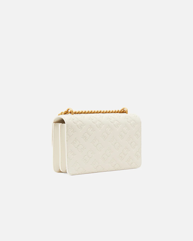 Cумка Pinko Love bag mini crossbody через плечо с бронзовой фурнитурой кожа белый 12x6х21 см 100074A1YBZ14Q