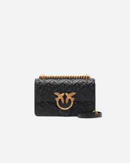 Сумка Pinko Love bag mini crossbody через плече з бронзовою фурнітурою шкіра чорний 12x6х21 см 100074A1YBZ99Q