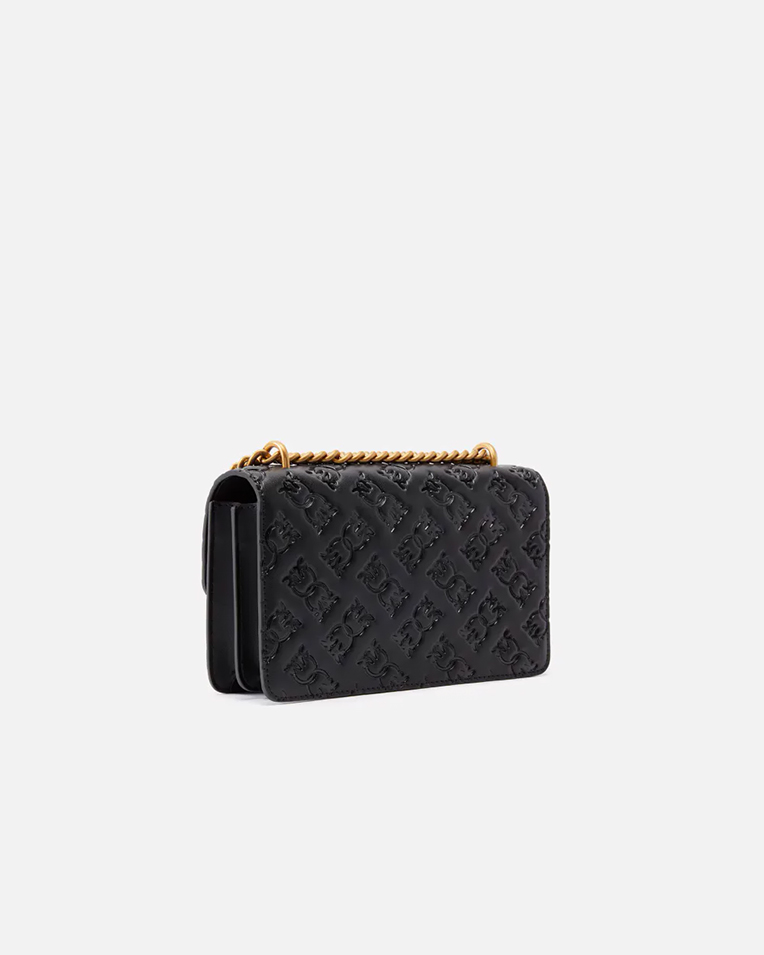 Сумка Pinko Love bag mini crossbody через плече з бронзовою фурнітурою шкіра чорний 12x6х21 см 100074A1YBZ99Q