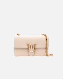 Сумка Pinko Classic Love Bag One Simply через плече з бронзовою фурнітурою у гладкій шкірі бежевий 17x7x27 см 100941A0F1C50Q