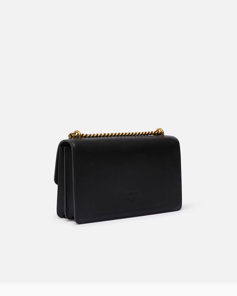 Сумка Pinko Classic Love One Simply через плечо с бронзовой фурнитурой в гладкой коже черная 17x7х27 см 100941A0F1Z99Q