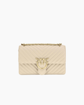 Сумка Pinko Love One Classic Dc Sheep Nappa Chevron через плече з бронзовою фурнітурою в бежевий бежевий 16x8х27 см 100941A0GKC50Q