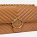 Сумка Pinko Love bag Classic One Chevron через плечо с бронзовой фурнитурой в стеганой коже бежевый 16x8х27 см 100941A0GKC83Q