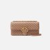 Сумка Pinko Love bag Classic One Chevron через плече з бронзовою фурнітурою у стьобаній шкірі темно бежевий 16x8х27 см 100941A0GKD01Q