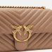 Сумка Pinko Love bag Classic One Chevron через плече з бронзовою фурнітурою у стьобаній шкірі темно бежевий 16x8х27 см 100941A0GKD01Q