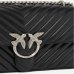 Сумка Pinko Classic Love Bag One Chevron через плечо с серебряной фурнитурой в стеганой коже черная 16x8х27 см 100941A0GKZ99O
