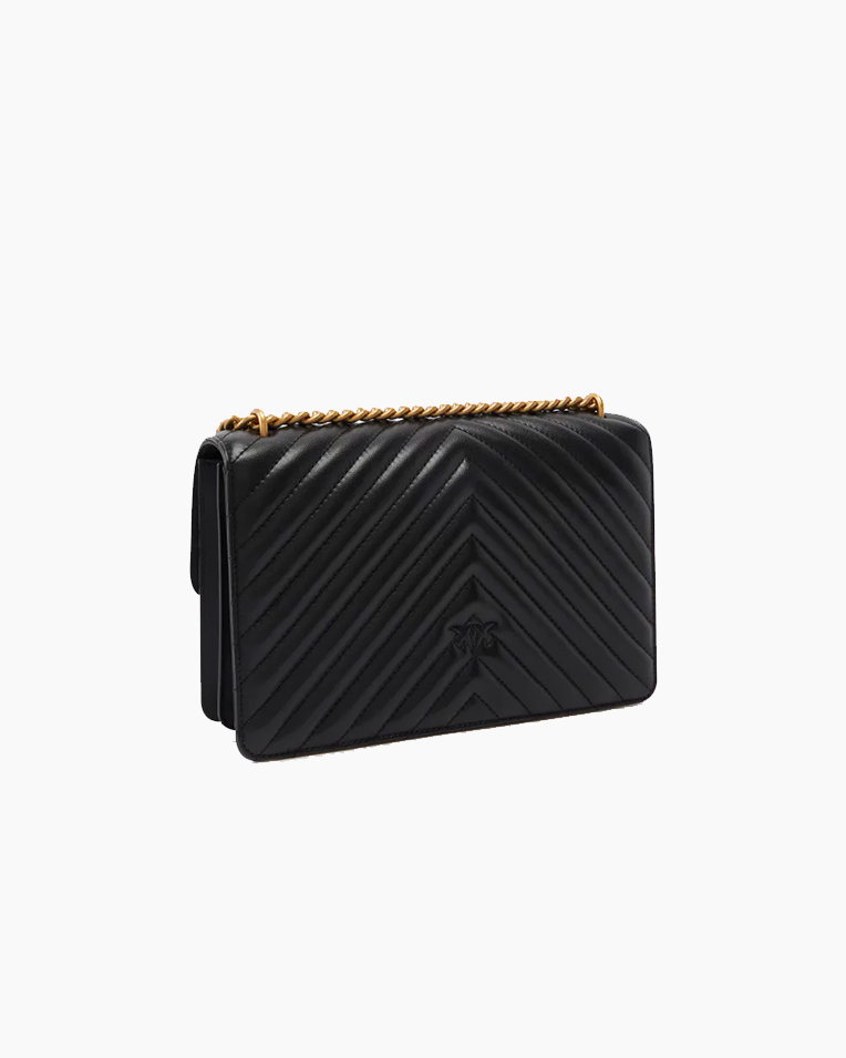 Сумка Pinko Classic Love Bag One Chevron через плечо с золотой фурнитурой в стеганой коже черная 16x8х27 см 100941A0GKZ99Q