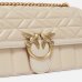 Cумка Pinko Love bag через плечо с бронзовой фурнитурой в стеганой коже узорами молочный 27x8х16 см 100941A1XHC50Q