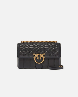 Сумка Pinko Love bag через плече з бронзовою фурнітурою у стьобаній шкірі візерунками чорний 27x8х16 см 100941A1XHZ99Q