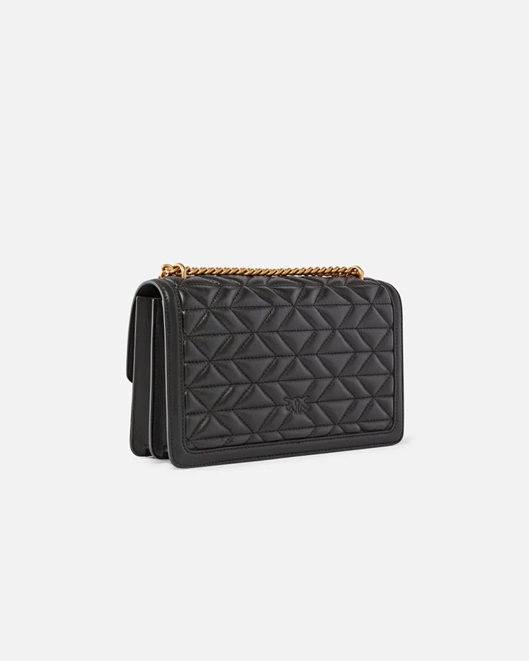 Сумка Pinko Love bag через плече з бронзовою фурнітурою у стьобаній шкірі візерунками чорний 27x8х16 см 100941A1XHZ99Q