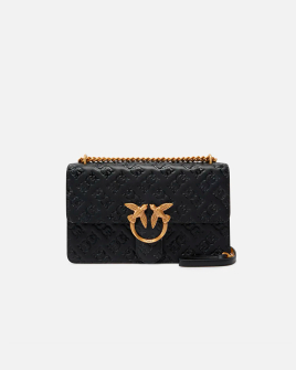 Сумка Pinko Love bag leather crossbody через плече з бронзовою фурнітурою шкіра чорний 16x7х27 см 100941A1YBZ99Q
