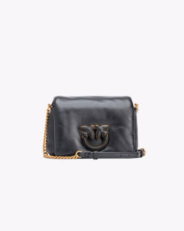 Сумка Pinko Baby Love Bag Click Puff через плече з бронзовою фурнітурою в шкірі чорна наппа 13x6х17 см 101584A10FZ99B