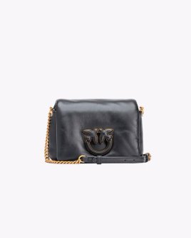 Сумка Pinko Baby Love Bag Click Puff через плече з бронзовою фурнітурою в шкірі чорна наппа 13x6х17 см 101584A10FZ99B