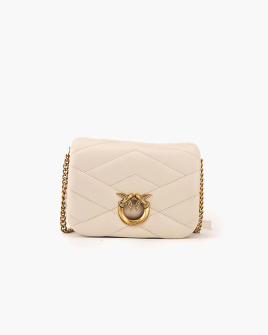 Сумка Pinko Baby Love Bag Puff nappa quilted shoulder bag через плече із бронзовою фурнітурою у шкірі білий 18x7х13 см 101584A1ETZ14Q