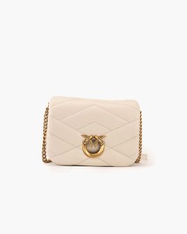 Сумка Pinko Baby Love Bag Puff nappa quilted shoulder bag через плечо с бронзовой фурнитурой в коже белый 18x7х13 см 101584A1ETZ14Q