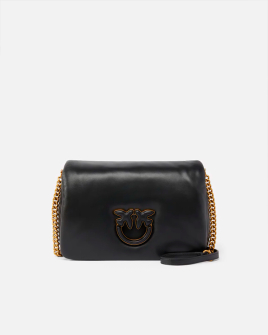 Сумка Pinko Classic Love Bag Click Puff через плечо с бронзовой фурнитурой в гладкой коже черная 19x9х26 см 101585A10FZ99B