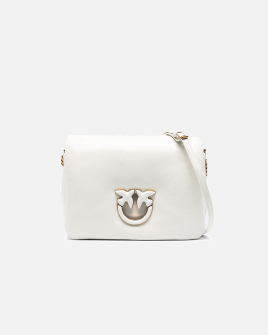 Сумка Pinko Love Bag Click Puff in soft naplak через плече з бронзовою фурнітурою в гладкій шкірі білий 19x12х26 см 101585A1J5Z14B